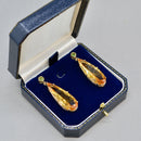 Large Golden Yellow Citrine and Green Tourmaline 9ct Yellow Gold Drop Earrings (33.00cts)