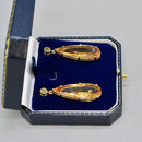 Large Golden Yellow Citrine and Green Tourmaline 9ct Yellow Gold Drop Earrings (33.00cts)