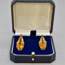 Large Golden Yellow Citrine and Green Tourmaline 9ct Yellow Gold Drop Earrings (33.00cts)