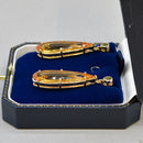 Large Golden Yellow Citrine and Green Tourmaline 9ct Yellow Gold Drop Earrings (33.00cts)