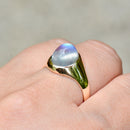 Vintage 1970s Moonstone 9ct Yellow Gold Signet Ring (2.67cts)