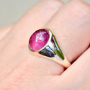 Vintage 1960s Pink Tourmaline 9ct Yellow Gold Signet Ring (3.39cts)