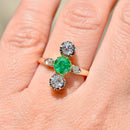 Antique Belle Epoque Emerald and OMC Diamonds 18ct Yellow Gold & Platinum Ring