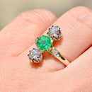 Antique Belle Epoque Emerald and OMC Diamonds 18ct Yellow Gold & Platinum Ring