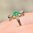 Antique Belle Epoque Emerald and OMC Diamonds 18ct Yellow Gold & Platinum Ring