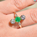 Antique Belle Epoque Emerald and OMC Diamonds 18ct Yellow Gold & Platinum Ring
