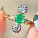 Antique Belle Epoque Emerald and OMC Diamonds 18ct Yellow Gold & Platinum Ring