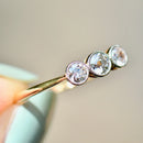 爱德华风格老式切割钻石 18ct 黄金和铂金三部曲订婚戒指（0.42ct）