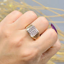 Vintage 1980s Diamond Set Men’s 9ct Yellow Gold Signet Ring