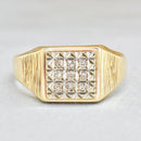 Vintage 1980s Diamond Set Men’s 9ct Yellow Gold Signet Ring