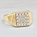 Vintage 1980s Diamond Set Men’s 9ct Yellow Gold Signet Ring