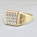 Vintage 1980s Diamond Set Men’s 9ct Yellow Gold Signet Ring