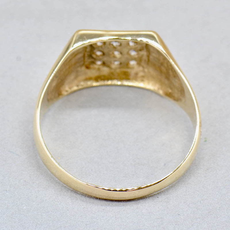 Vintage 1980s Diamond Set Men’s 9ct Yellow Gold Signet Ring