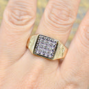 Vintage 1980s Diamond Set Men’s 9ct Yellow Gold Signet Ring