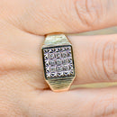 Vintage 1980s Diamond Set Men’s 9ct Yellow Gold Signet Ring