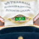 Art Deco 18ct Yellow Gold & Platinum Emerald & Diamond Ring