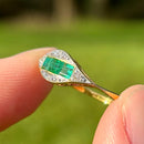 Art Deco 18ct Yellow Gold & Platinum Emerald & Diamond Ring