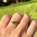 Art Deco 18ct Yellow Gold & Platinum Emerald & Diamond Ring