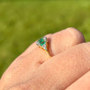 Art Deco 18ct Yellow Gold & Platinum Emerald & Diamond Ring