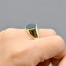 Vintage 1960s East-West Set Bloodstone 9ct Yellow Gold Signet Ring