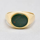 Vintage 1960s East-West Set Bloodstone 9ct Yellow Gold Signet Ring
