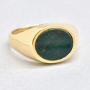 Vintage 1960s East-West Set Bloodstone 9ct Yellow Gold Signet Ring