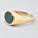 Vintage 1960s East-West Set Bloodstone 9ct Yellow Gold Signet Ring