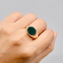 Vintage 1960s East-West Set Bloodstone 9ct Yellow Gold Signet Ring