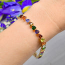 Rainbow Multi-Gems Trillion Cut 9ct Yellow Gold Bracelet