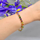 Rainbow Multi-Gems Trillion Cut 9ct Yellow Gold Bracelet