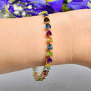 Rainbow Multi-Gems Trillion Cut 9ct Yellow Gold Bracelet