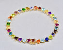 Rainbow Multi-Gems Trillion Cut 9ct Yellow Gold Bracelet
