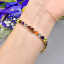 Rainbow Multi-Gems Trillion Cut 9ct Yellow Gold Bracelet