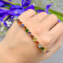 Rainbow Multi-Gems Trillion Cut 9ct Yellow Gold Bracelet