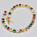 Rainbow Multi-Gems Trillion Cut 9ct Yellow Gold Bracelet