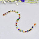 Rainbow Multi-Gems Trillion Cut 9ct Yellow Gold Bracelet