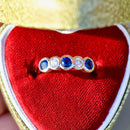 Sapphire and Diamond Five-stone 18ct Yellow Gold Bezel-Set Ring
