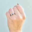 Sapphire and Diamond Five-stone 18ct Yellow Gold Bezel-Set Ring