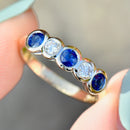 Sapphire and Diamond Five-stone 18ct Yellow Gold Bezel-Set Ring
