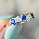 Sapphire and Diamond Five-stone 18ct Yellow Gold Bezel-Set Ring