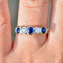 Sapphire and Diamond Five-stone 18ct Yellow Gold Bezel-Set Ring