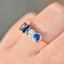 Sapphire and Diamond Five-stone 18ct Yellow Gold Bezel-Set Ring
