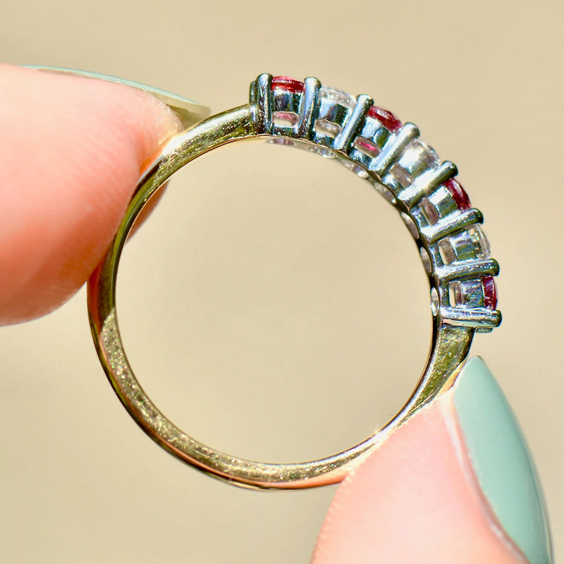 Ruby and Diamond Seven-Stone 18ct Yellow Gold Half Eternity Stackable Band (0.55ct)