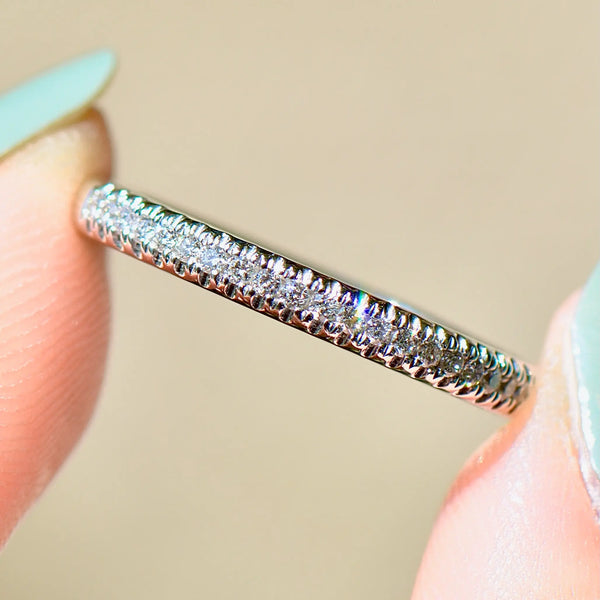 Platinum 0.15ct Diamond Claw-Set Half Eternity Stacker Band
