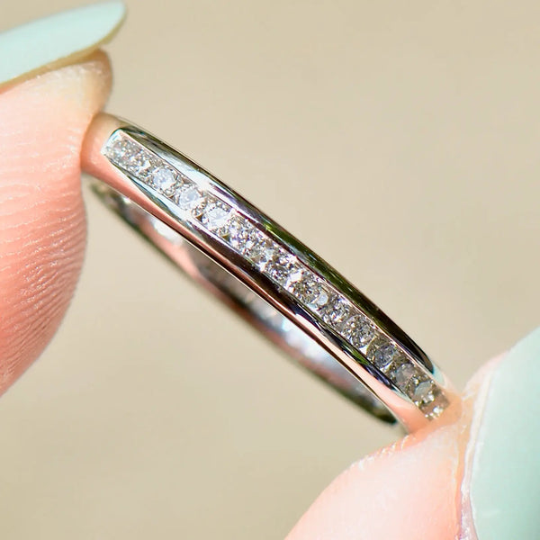 Platinum 0.22ct Diamond Channel-Set Half Eternity Stackable Band