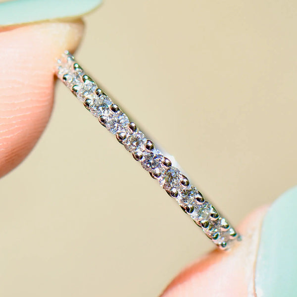 Platinum 0.36ct Diamond Prong-Set Half Eternity Stackable Band