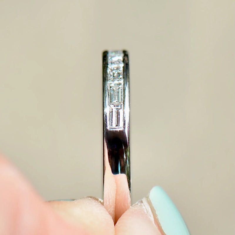 18ct White Gold 0.50ct Baguette Diamond Channel-Set Half Eternity Stackable Band