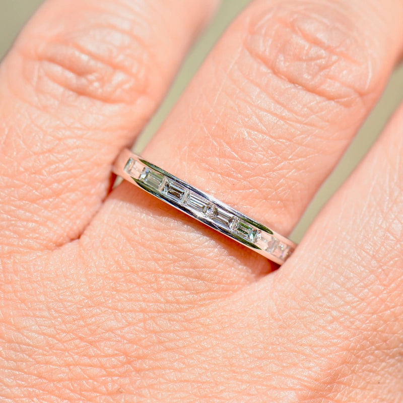 18ct White Gold 0.50ct Baguette Diamond Channel-Set Half Eternity Stackable Band