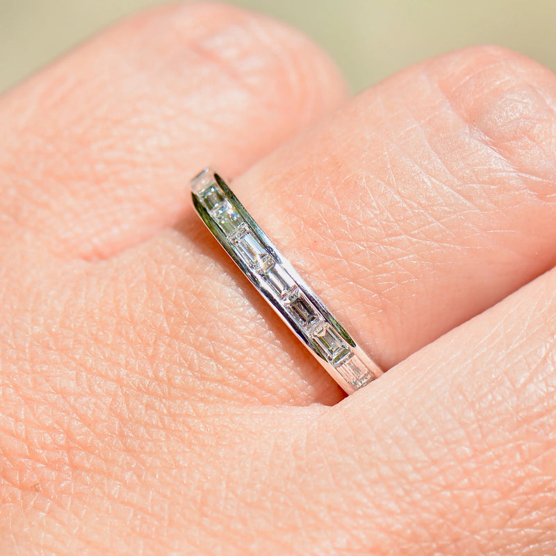 18ct White Gold 0.50ct Baguette Diamond Channel-Set Half Eternity Stackable Band