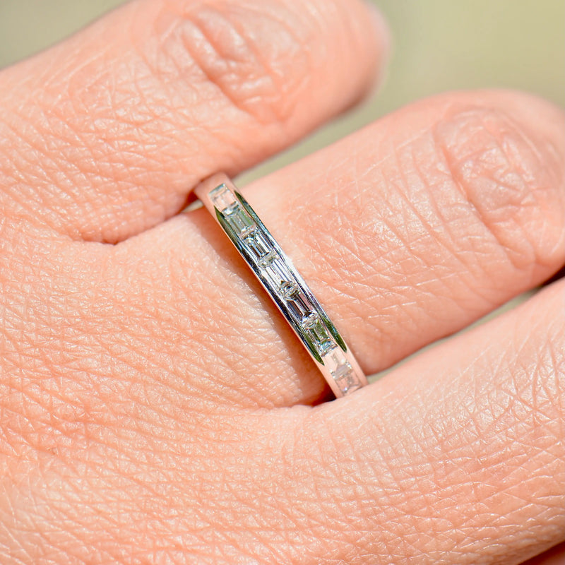18ct White Gold 0.50ct Baguette Diamond Channel-Set Half Eternity Stackable Band